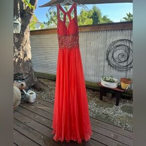 Sherry Hill Hot Pink Prom Dress